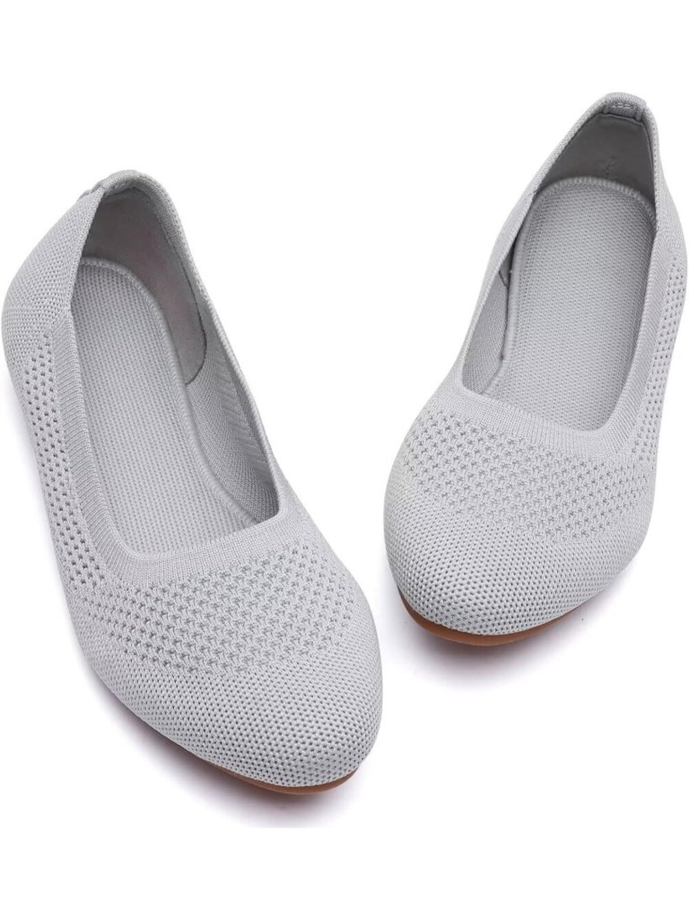 〽️Women's Light Gray Ballet Flats Comfortable Slip On Round Toe Walking Shoes